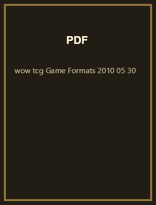 Game Formats (2010-05-30)